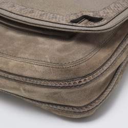 Pre Owned Cartier Metallic Suede and Python Marcello de Cartier Saddle Bag