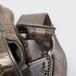 Pre Owned Cartier Metallic Suede and Python Marcello de Cartier Saddle Bag