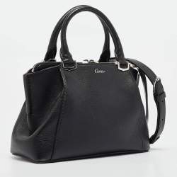 Pre Owned Cartier Black Leather Mini C de Cartier Satchel