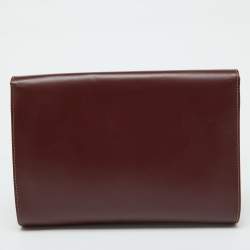 Pre Owned Cartier Burgundy Leather Must 21 de Cartier Flap Clutch