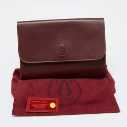 Pre Owned Cartier Burgundy Leather Must 21 de Cartier Flap Clutch