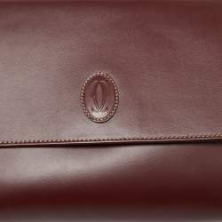 Pre Owned Cartier Burgundy Leather Must 21 de Cartier Flap Clutch
