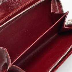 Pre Owned Cartier Burgundy Patent Leather Happy Birthday Continental Wallet