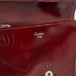 Pre Owned Cartier Burgundy Patent Leather Happy Birthday Continental Wallet