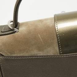 Cartier Grey/Khaki Patent, Leather and Suede Feminine Line Top Handle Bag 