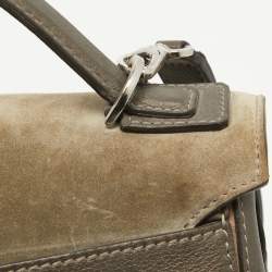 Cartier Grey/Khaki Patent, Leather and Suede Feminine Line Top Handle Bag 