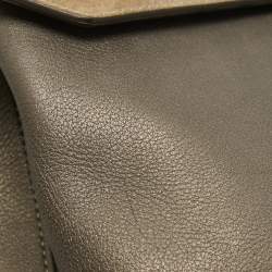 Cartier Grey/Khaki Patent, Leather and Suede Feminine Line Top Handle Bag 