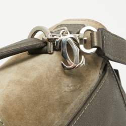 Cartier Grey/Khaki Patent, Leather and Suede Feminine Line Top Handle Bag 