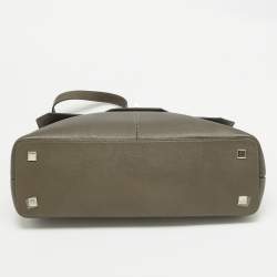 Cartier Grey/Khaki Patent, Leather and Suede Feminine Line Top Handle Bag 