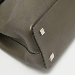 Cartier Grey/Khaki Patent, Leather and Suede Feminine Line Top Handle Bag 