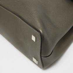 Cartier Grey/Khaki Patent, Leather and Suede Feminine Line Top Handle Bag 