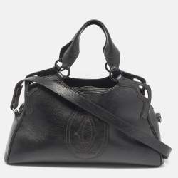 Pre Owned Cartier Black Leather Marcello de Cartier Bag