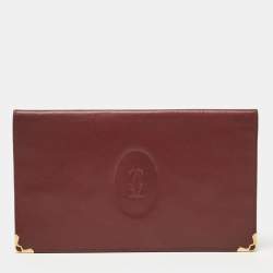 Cartier Burgundy Leather Must de Cartier Bifold Long Wallet