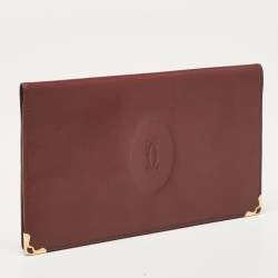 Cartier Burgundy Leather Must de Cartier Bifold Long Wallet