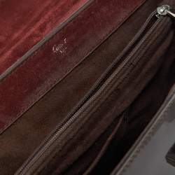 Cartier Dark Brown Patent Leather and Snakeskin Feminine Line Top Handle Bag