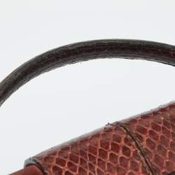 Cartier Dark Brown Patent Leather and Snakeskin Feminine Line Top Handle Bag