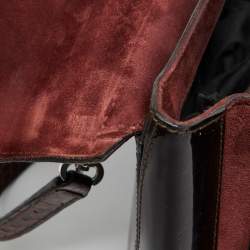 Cartier Dark Brown Patent Leather and Snakeskin Feminine Line Top Handle Bag