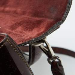 Cartier Dark Brown Patent Leather and Snakeskin Feminine Line Top Handle Bag