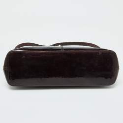 Cartier Dark Brown Patent Leather and Snakeskin Feminine Line Top Handle Bag
