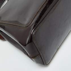 Cartier Dark Brown Patent Leather and Snakeskin Feminine Line Top Handle Bag