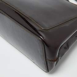 Cartier Dark Brown Patent Leather and Snakeskin Feminine Line Top Handle Bag