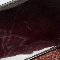 Cartier Dark Brown Patent Leather and Snakeskin Feminine Line Top Handle Bag