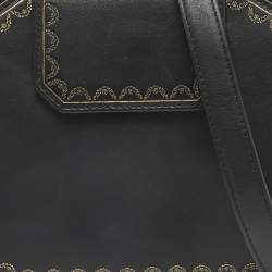 Pre Owned Cartier Black Leather Mini Guirlande De Cartier Top Handle Bag