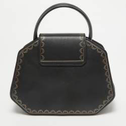 Pre Owned Cartier Black Leather Mini Guirlande De Cartier Top Handle Bag