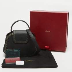 Pre Owned Cartier Black Leather Mini Guirlande De Cartier Top Handle Bag