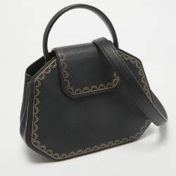 Pre Owned Cartier Black Leather Mini Guirlande De Cartier Top Handle Bag