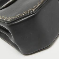 Pre Owned Cartier Black Leather Mini Guirlande De Cartier Top Handle Bag