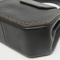Pre Owned Cartier Black Leather Mini Guirlande De Cartier Top Handle Bag