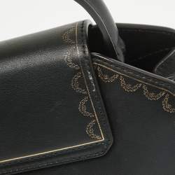 Pre Owned Cartier Black Leather Mini Guirlande De Cartier Top Handle Bag