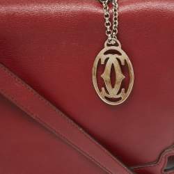 Cartier Burgundy Leather and Suede Marcello De Cartier Flap Top Handle Bag