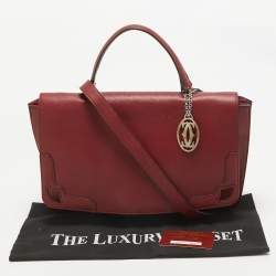Cartier Burgundy Leather and Suede Marcello De Cartier Flap Top Handle Bag