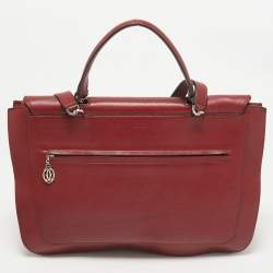 Cartier Burgundy Leather and Suede Marcello De Cartier Flap Top Handle Bag
