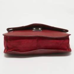 Cartier Burgundy Leather and Suede Marcello De Cartier Flap Top Handle Bag