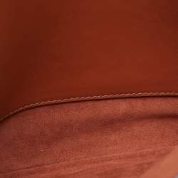 Pre Owned Cartier Brown Leather Logo Flap Clutch