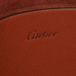 Pre Owned Cartier Brown Leather Logo Flap Clutch