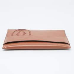Pre Owned Cartier Brown Leather Logo Flap Clutch