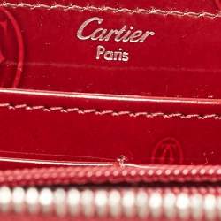 Cartier Burgundy Patent Leather Happy Birthday Zip Around Wallet