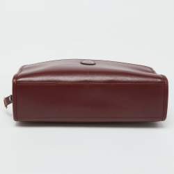 Cartier Burgundy Leather Must de Cartier Zip Pouch Clutch