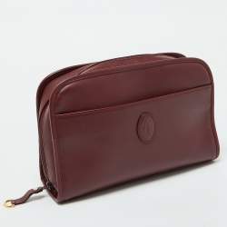 Cartier Burgundy Leather Must de Cartier Zip Pouch Clutch