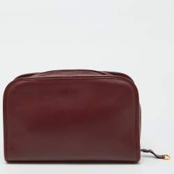 Cartier Burgundy Leather Must de Cartier Zip Pouch Clutch