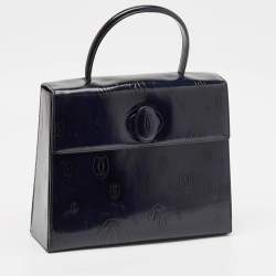 Pre Owned Cartier Navy Blue Patent Leather Happy Birthday Top Handle Bag