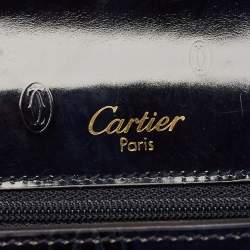 Pre Owned Cartier Navy Blue Patent Leather Happy Birthday Top Handle Bag