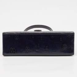 Pre Owned Cartier Navy Blue Patent Leather Happy Birthday Top Handle Bag