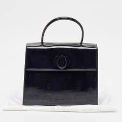 Pre Owned Cartier Navy Blue Patent Leather Happy Birthday Top Handle Bag