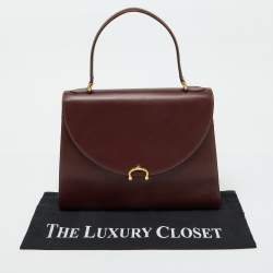 Pre Owned Cartier Burgundy Leather Le Must De Cartier Top Handle Bag