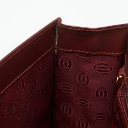 Pre Owned Cartier Burgundy Leather Le Must De Cartier Top Handle Bag